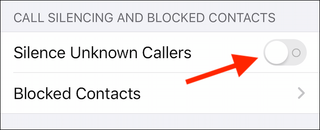 Turn on Silence Unknown Callers Feature in Settings