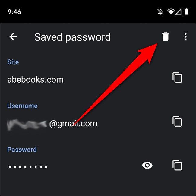 Android Chrome Delete Password