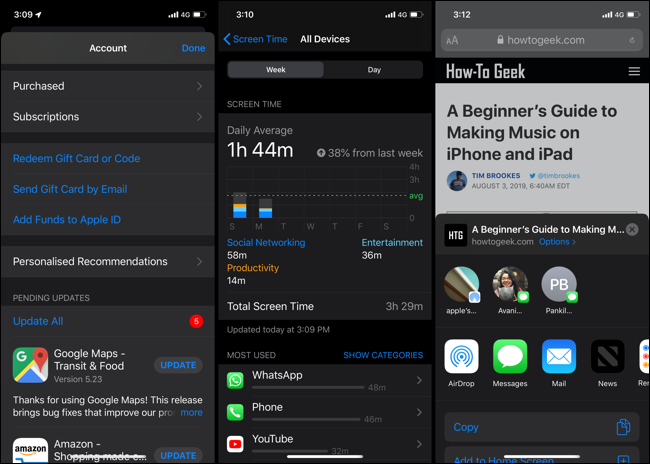 iOS 13 Dark Mode Panels and Tabs With Shadows