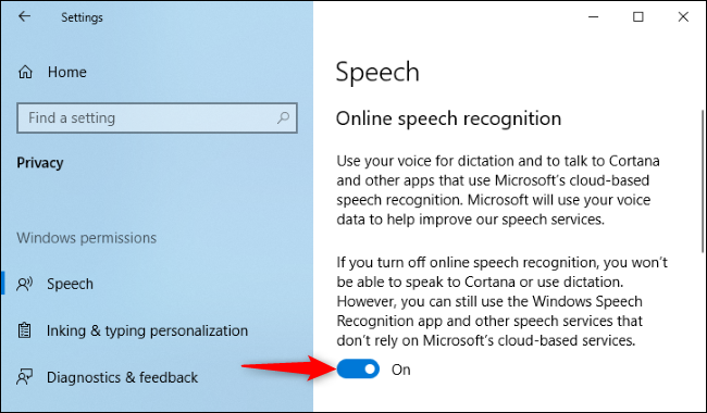 Halting sharing of Cortana voice recordings with Microsoft