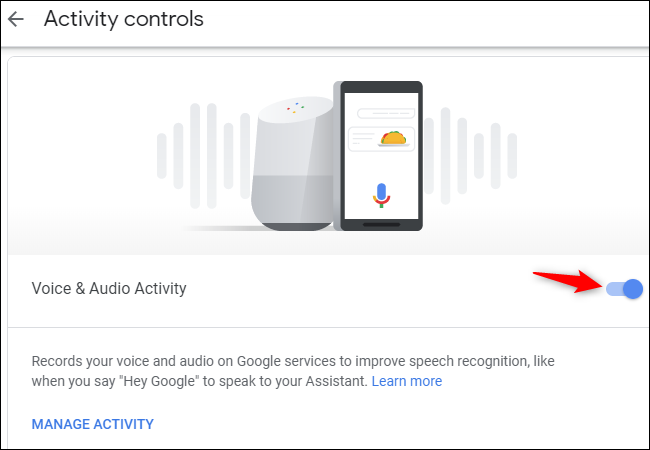 Turning off collection of Google Assistant voice recordings