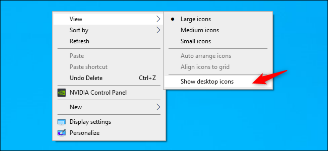 Unhiding desktop icons on Windows 10