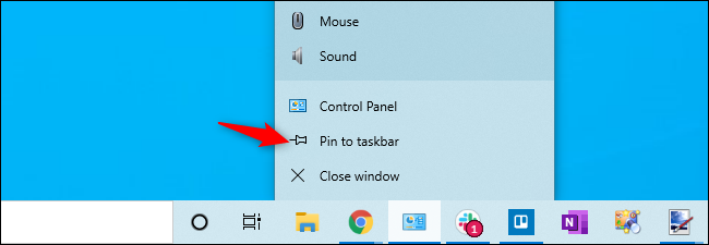 Pinning a Control Panel shortcut to Windows 10's taskbar