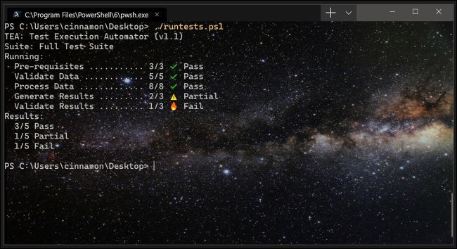 The new Windows Terminal with a space-themed background