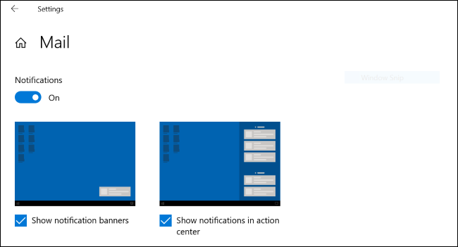 Notification demonstration graphics on Windows 10