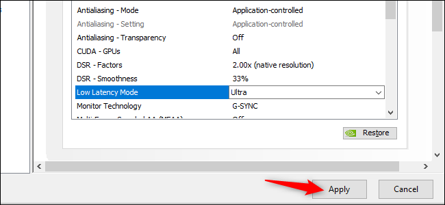 Activating Ultra Low Latency Mode in NVIDIA's GeForce graphics drivers