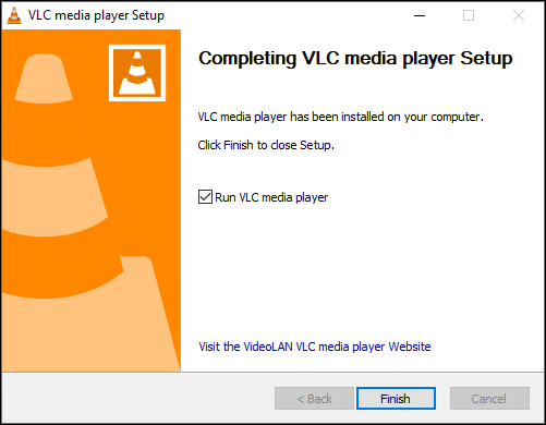 Launching VLC after an installation