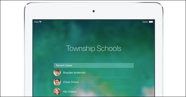 Multiple student user accounts on a school's iPad.