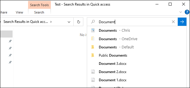 Windows 10's File Explorer searching online files in 19H2.