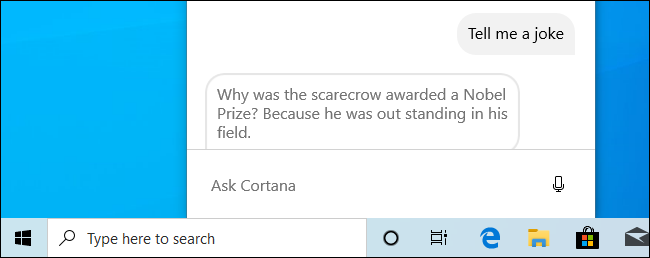 Cortana's new conversational interface on Windows 10.