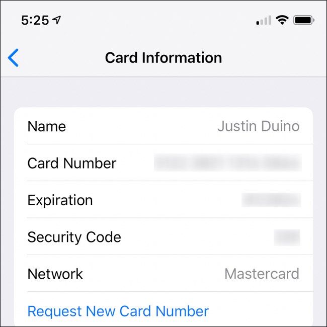 iPhone Apple Card Number