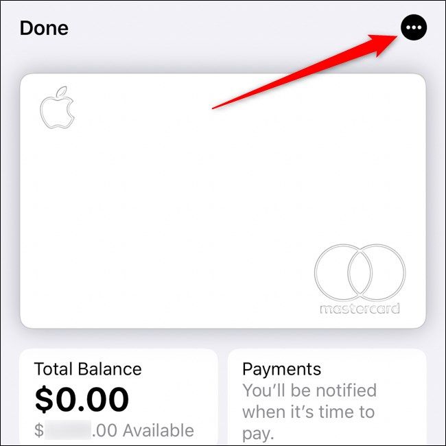 iPhone Wallet App Apple Card Select Three Dot Button