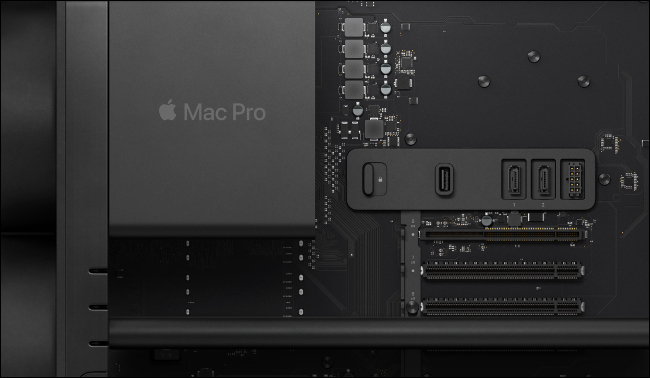 Closeup of Mac Pro hardware