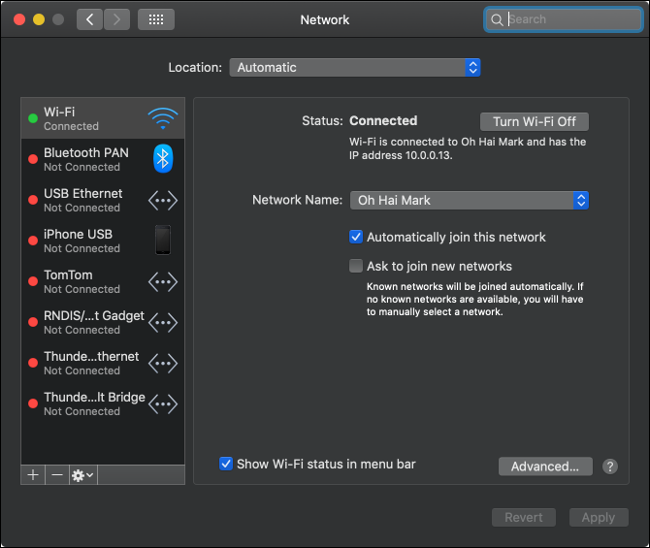 macOS Network Settings