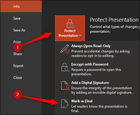 protect the presentation
