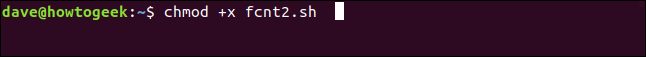 chmod +x fcnt2.sh in a terminal window