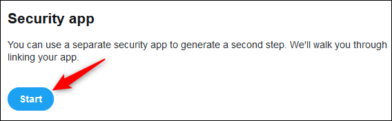 The &quot;Security app&quot; Start button.