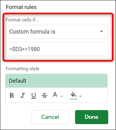 Type in your formula that you want to use to search for data. Be sure to use the dollar sign before the column letter. This makes sure the formula only parses the column specified.