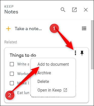 How To Add Google Keep Notes To Google Docs