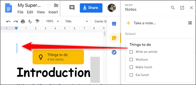 How to Add Google Keep Notes to Google Docs