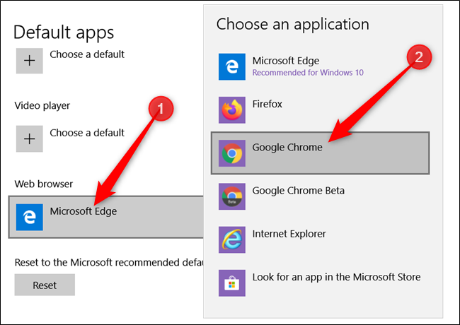 Under Web Browser, click the current default, and then click on Google Chrome from the list that appears.