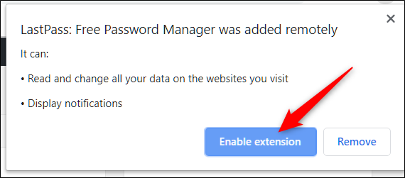 Read through the permissions that the extension requires, and then click &quot;Enable extension.&quot;