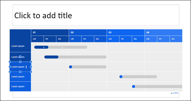 A diagram with a box selected for editing in Google Slides. 