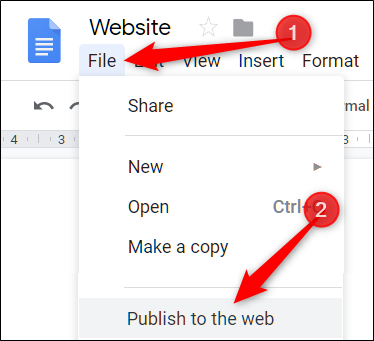 Click &quot;File,&quot; and then select &quot;Publish to the Web.&quot;