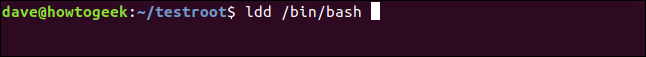 ldd /bin/bash in a terminal window