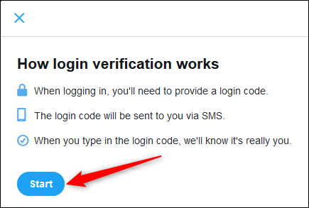 The &quot;Login verification&quot; Start button.