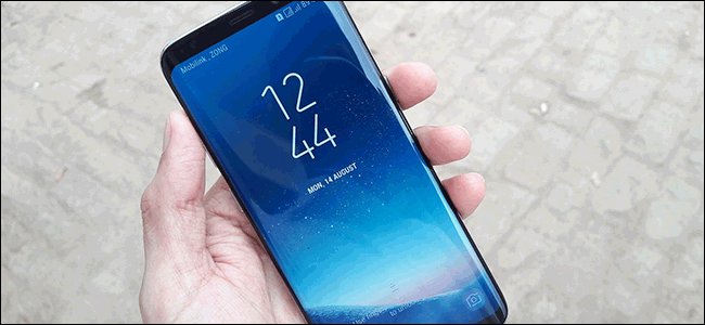 A Samsung Galaxy S8 with touchscreen on