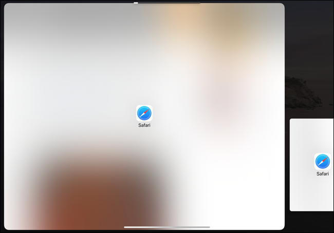 Drag your finger till you see a small Safari box in edge of the screen