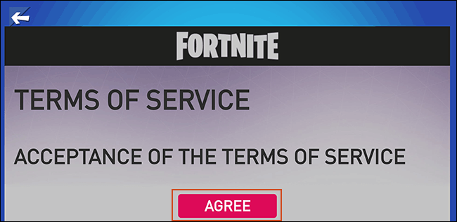 Accept the Fortnite Terms of Service