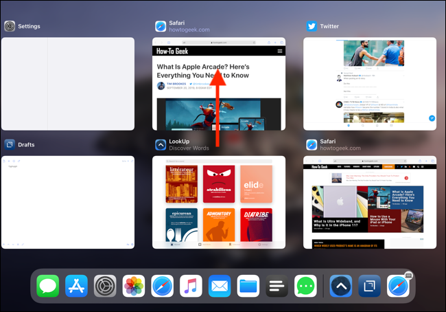 Swipe up to quit a window from App Switcher