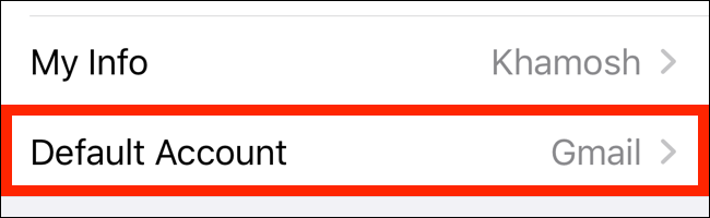 Tap on Default Account from Contacts section