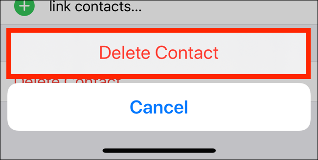 Tap on Delete Contact from the popup