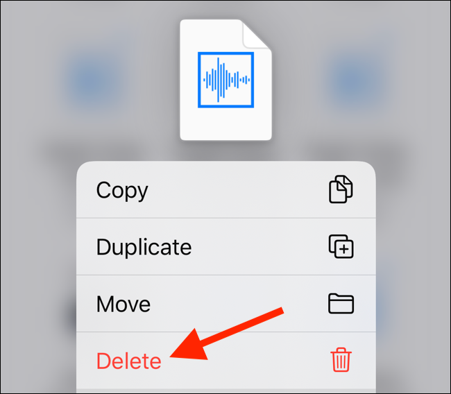 Tap on Delete from the menu to delete the downloaded file