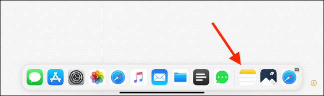 Tap on Notes app icon from Dock while app is in foreground