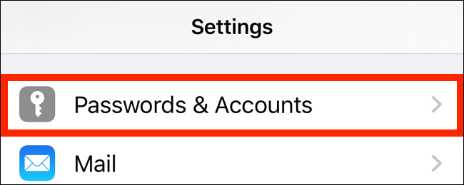 Tap on Passwords and Accounts in Settings app