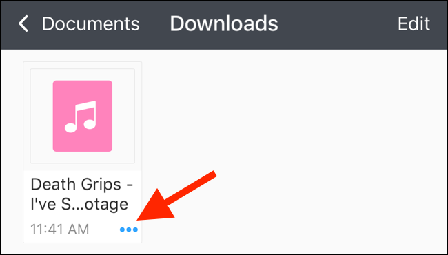 Tap on the menu button to see options for downloaded file