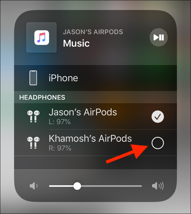 Tap on the second AirPods pair to connect to it