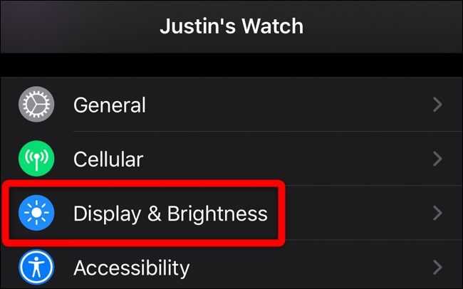 Apple iPhone Watch App Tap Display & Brightness