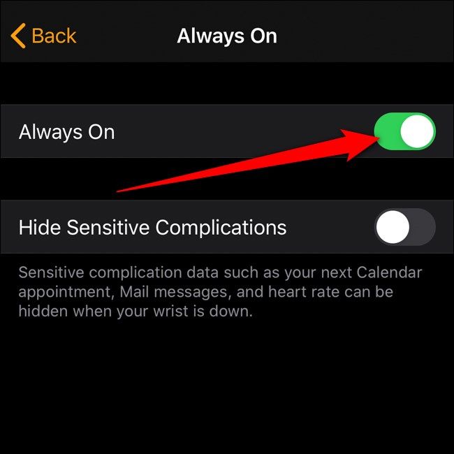 Apple iPhone Watch App Toggle Off Always On