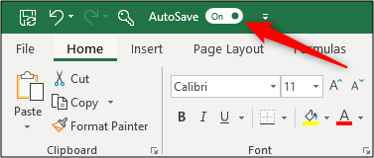 AutoSave feature in Excel set to on