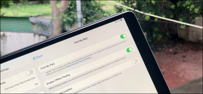 iPad Pro showing the Find My iPad page in Settings