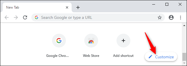Customize option on Chrome's New Tab page