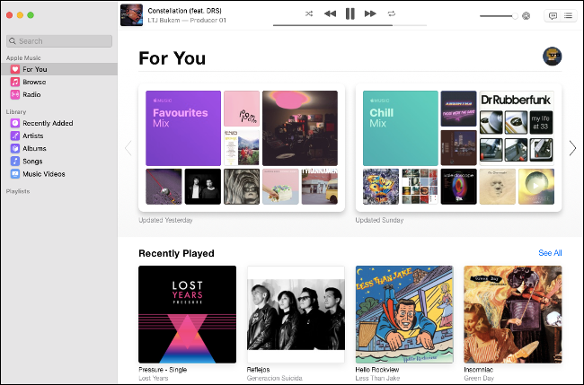 Apple Music app in macOS Catalina