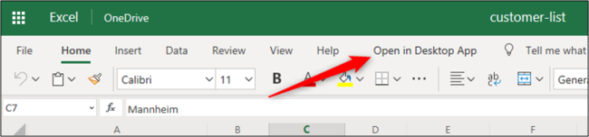 Open in the Excel desktop app