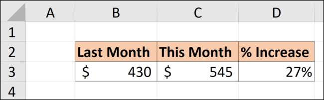 Calculate the percentage difference between this month and last month