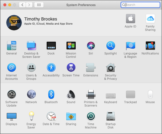 System Preferences in macOS Catalina